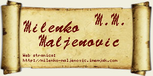Milenko Maljenović vizit kartica
